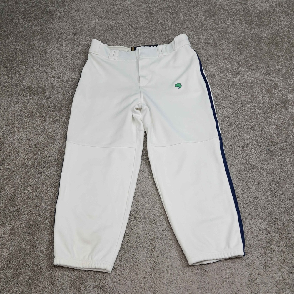 Notre Dame Under Armour Baseball Pants White Navy Stripe Shamrock Logo